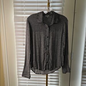 Splendid Monochrome Checkered Button-Down Shirt